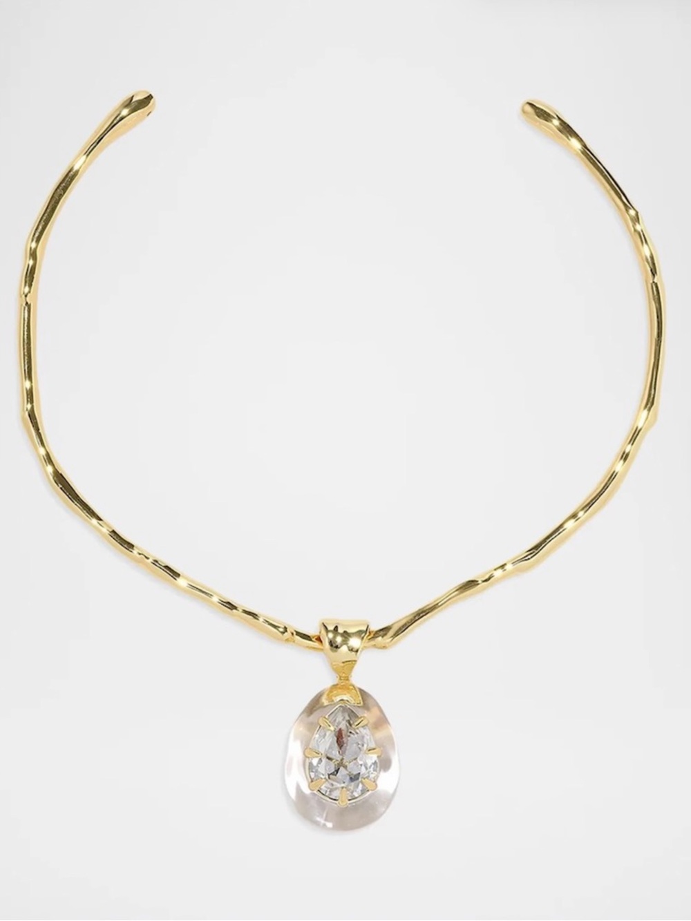 NEW Alexis Bittar Bonbon Crystal Teardrop Lucite Collar Necklace Gold Clear OC01
